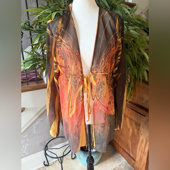 DANIEL BENJAMIN ladies sheer butterfly cover-up NWOT XL - Picture 3 of 11